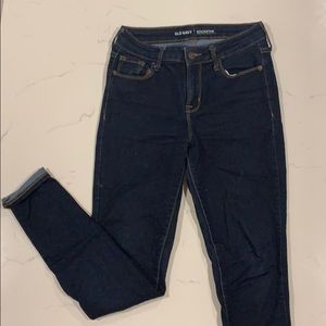 dark wash high-waisted skinny jeans